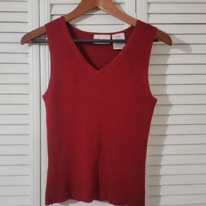 Woman's red tank top with a V neck front